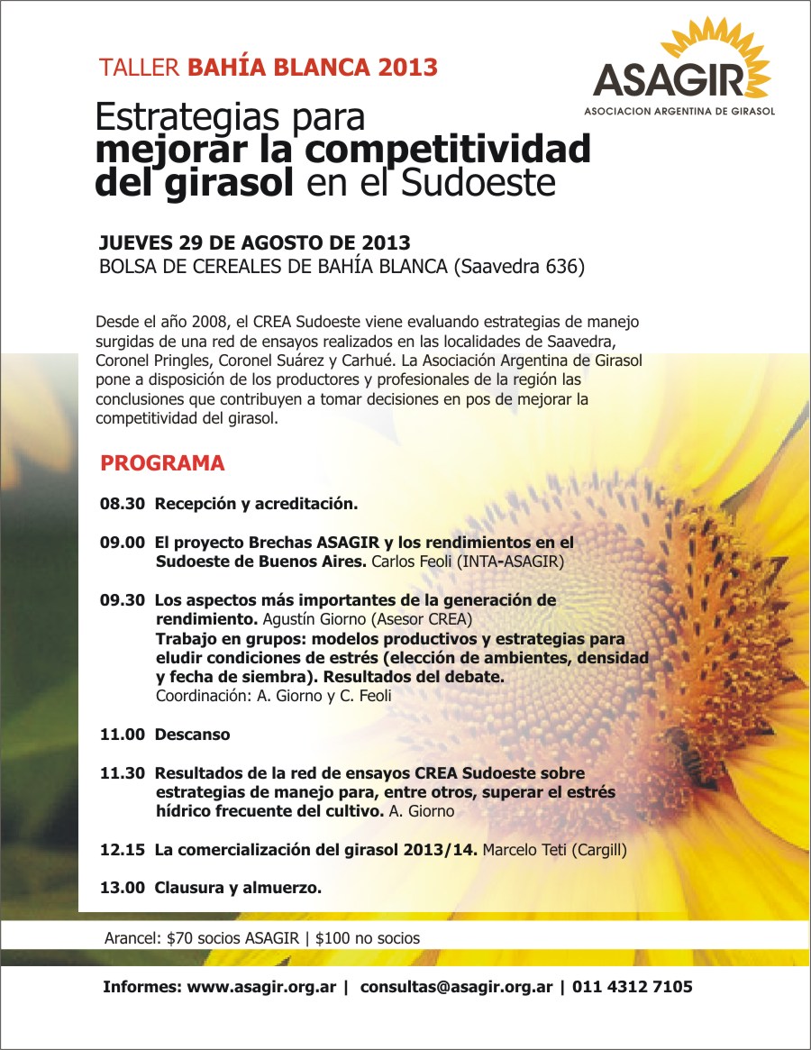 Estrategias para mejorar la competitividad del Girasol en el Sudoeste